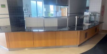 1 x Canteen Servery With Black Stone Work Surfaces and Drop in Heated / Chilled Appliances