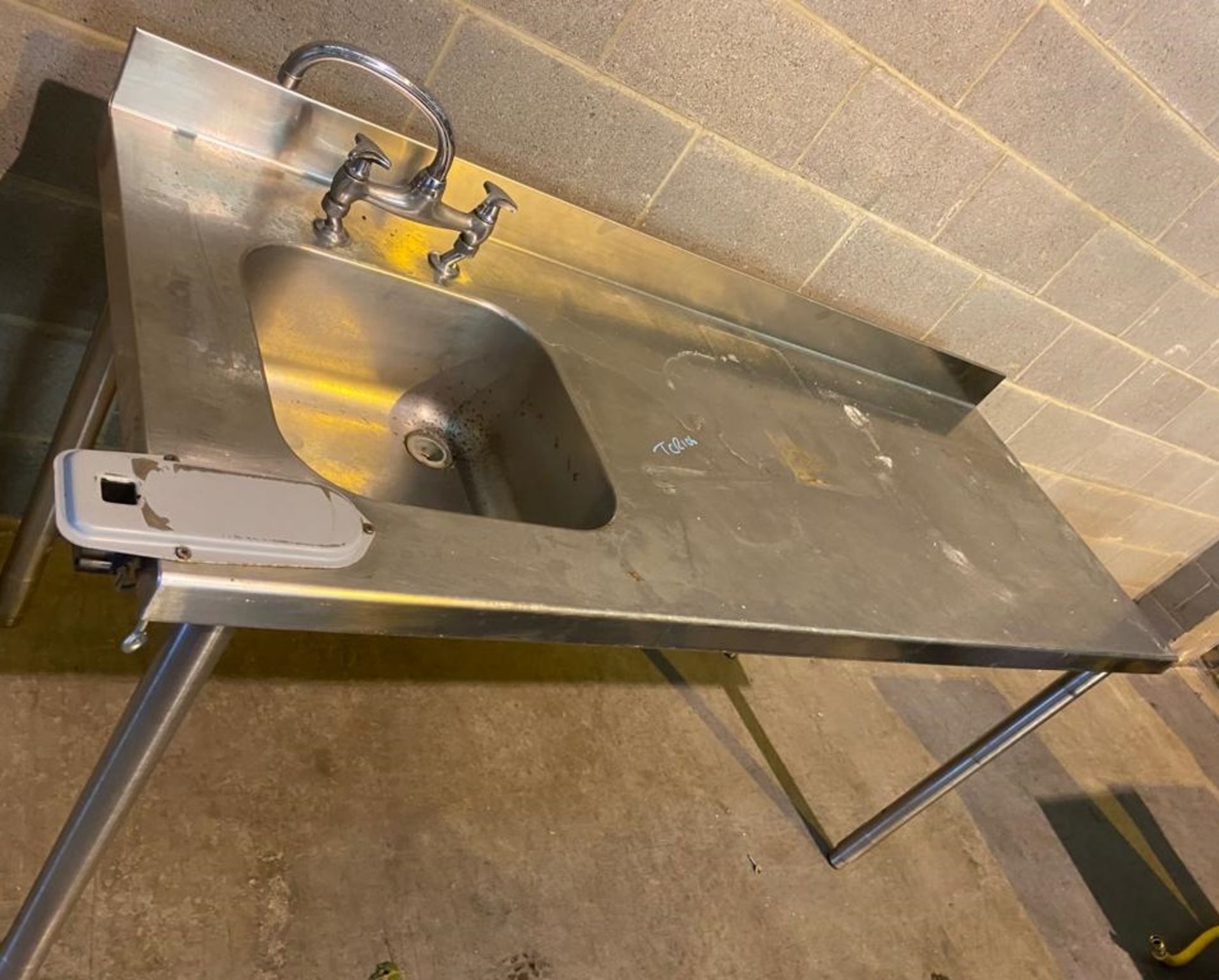 1 x Stainless Steel Prep Table With Single Bowl Sink Basin and Mixer Tap - 180cm Width - Image 7 of 7