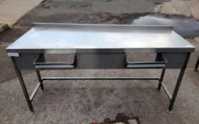 1 x Stainless Steel Dishwasher Bench With Plate Clearing Waste Bin Chutes