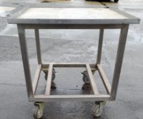 1 x Stainless Steel Bakers Stand with Heavy Duty Castor Wheels