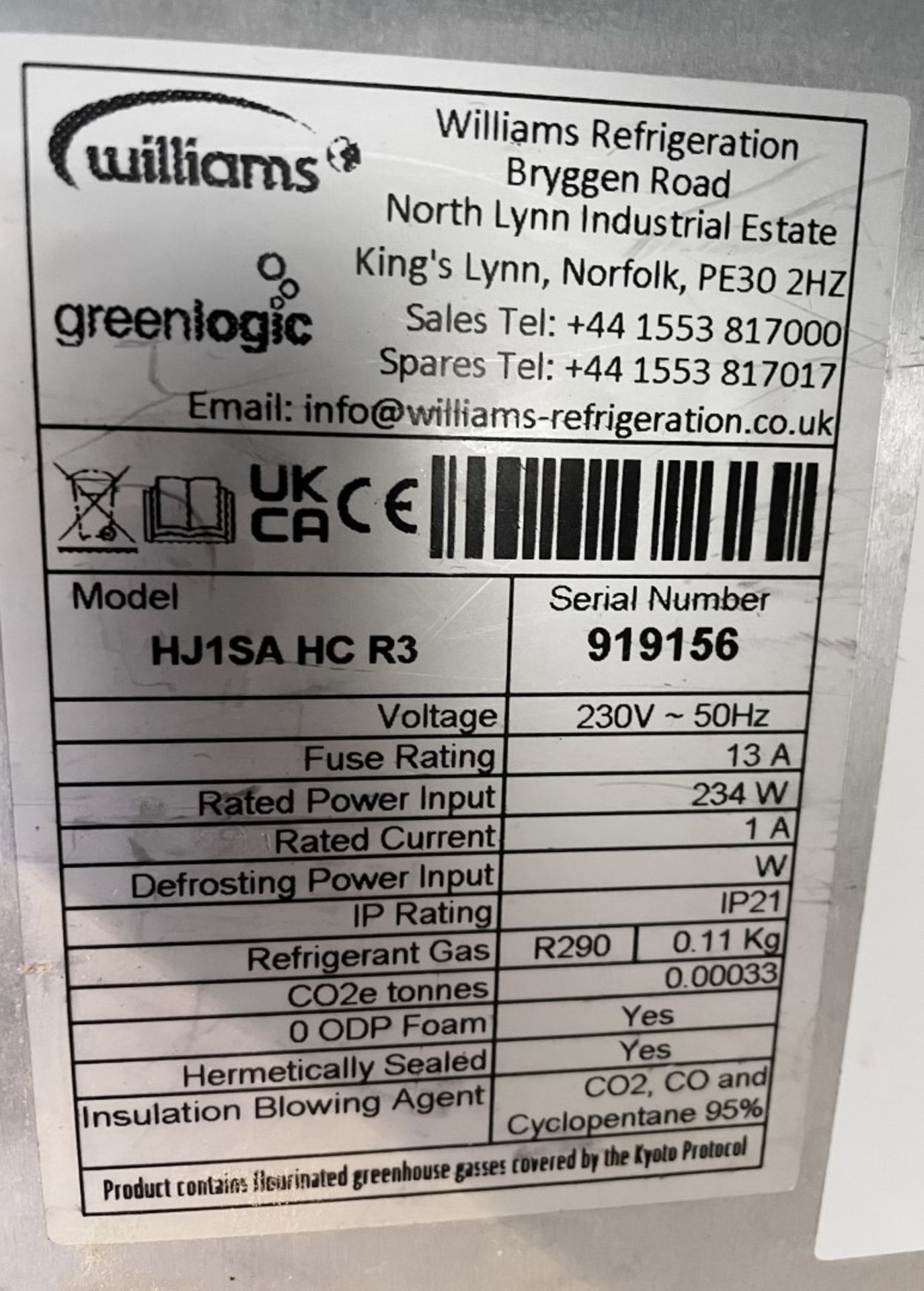 1 x WILLIAMS 'Jade' Commercial Single Door 620Ltr Upright Fridge, With 2 Keys - Original RRP £2,000 - Image 6 of 10