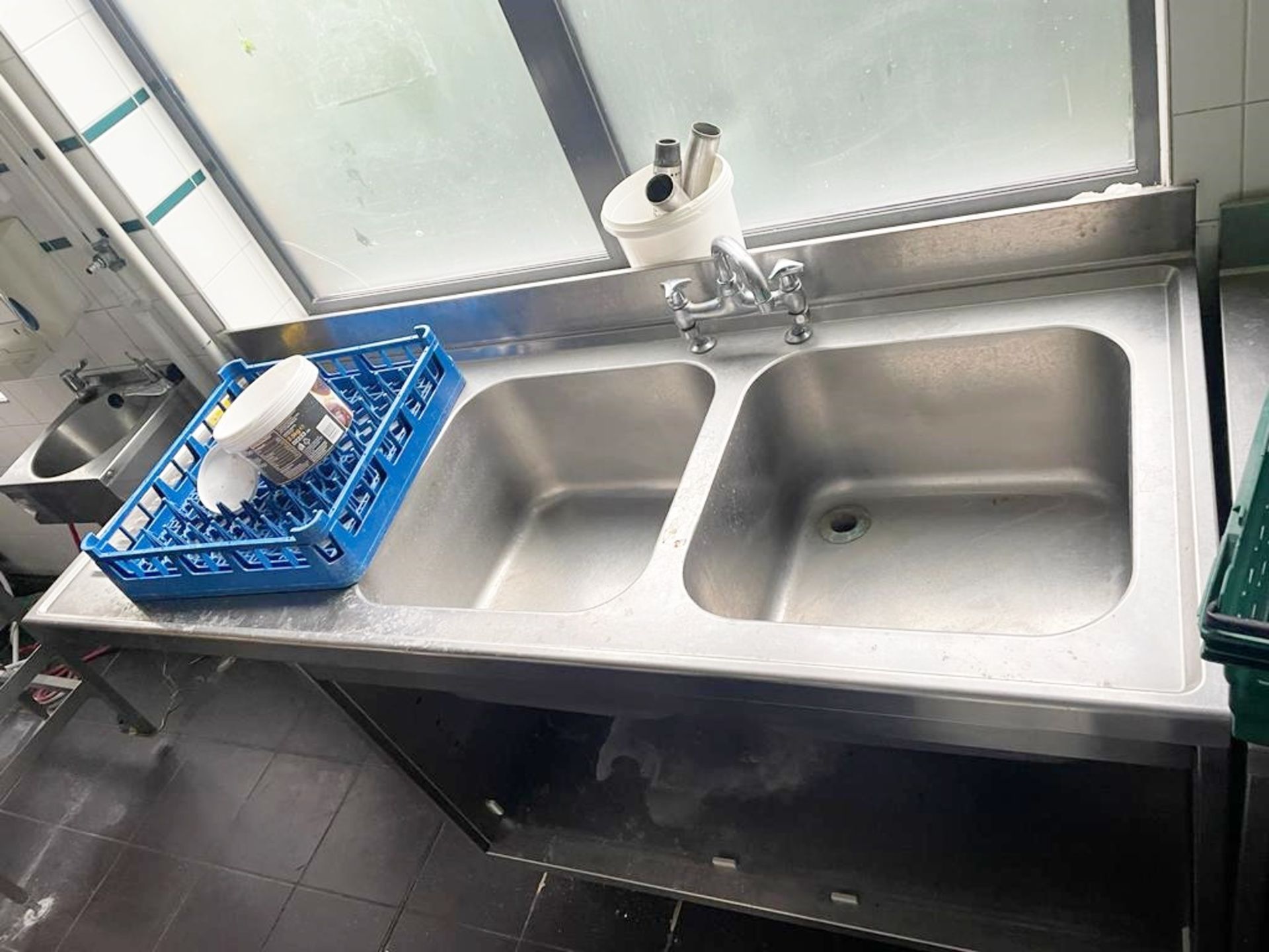 1 x Stainless Steel Twin Bowl 180cm Sink Basin Unit With Drainer, Upstand, Undershelf and Mixer Tap - Image 9 of 9