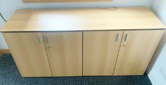 1 x Four Door Office Sideboard Storage Cabinet With a Light Wood Finish - Includes Keys