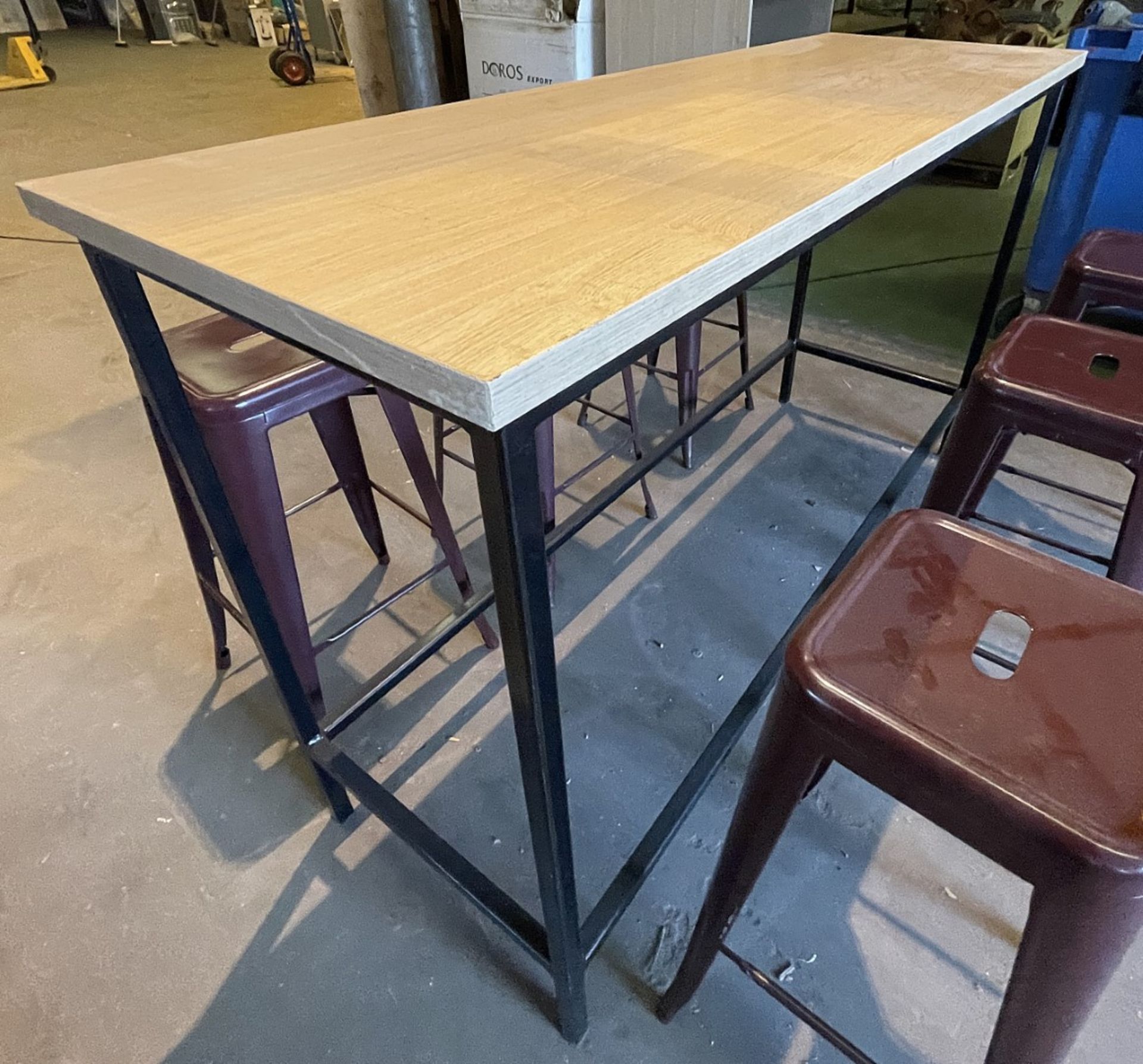 1 x Rectangular Bar Table And 6 x Metal Bar Stools - Ref: FGN068 - CL834 - Location: Essex, RM19 Dim - Image 2 of 9