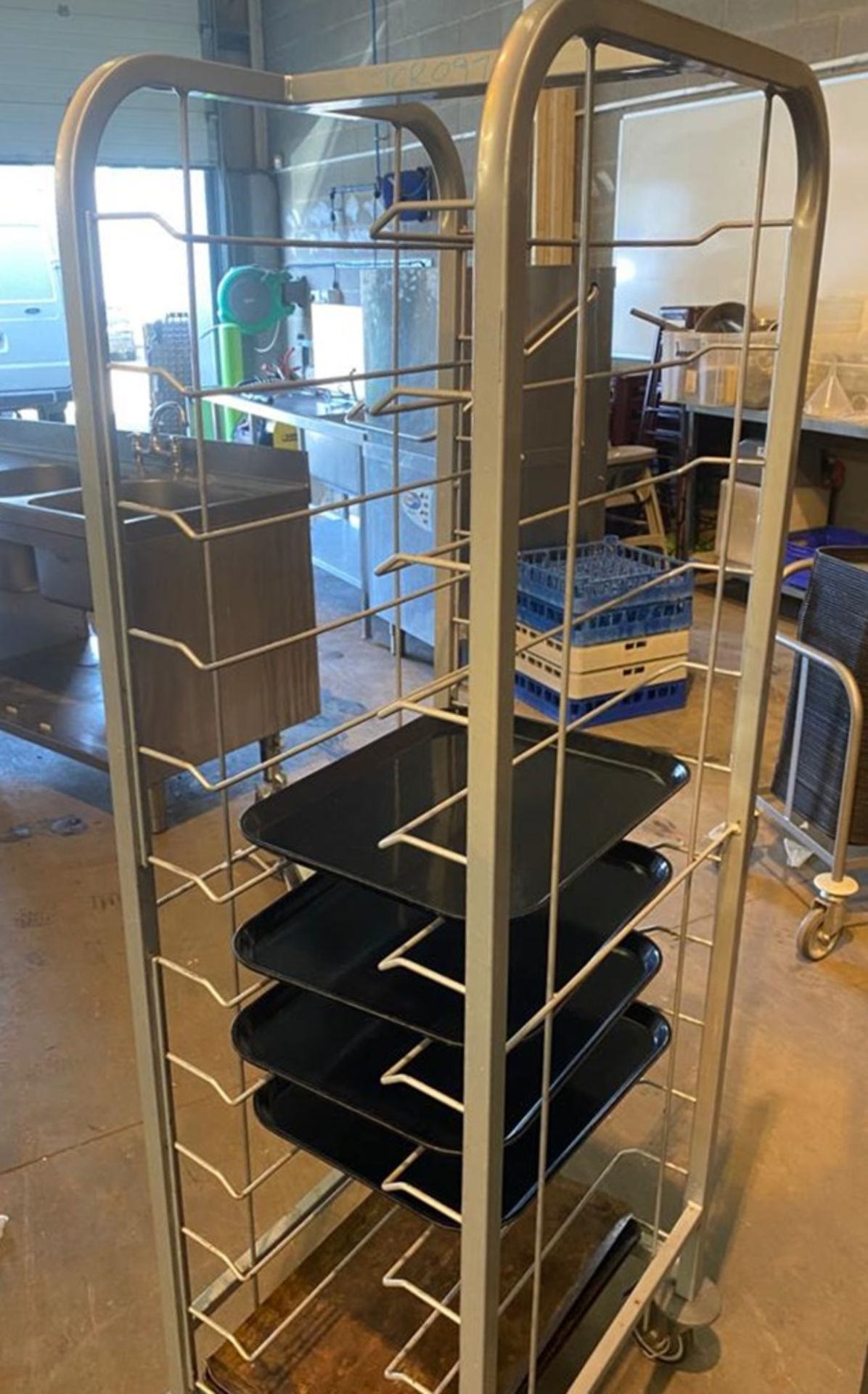 1 x Canteen Food Tray Collection Upright Trolley - 12 Tray Capacity - Image 2 of 3