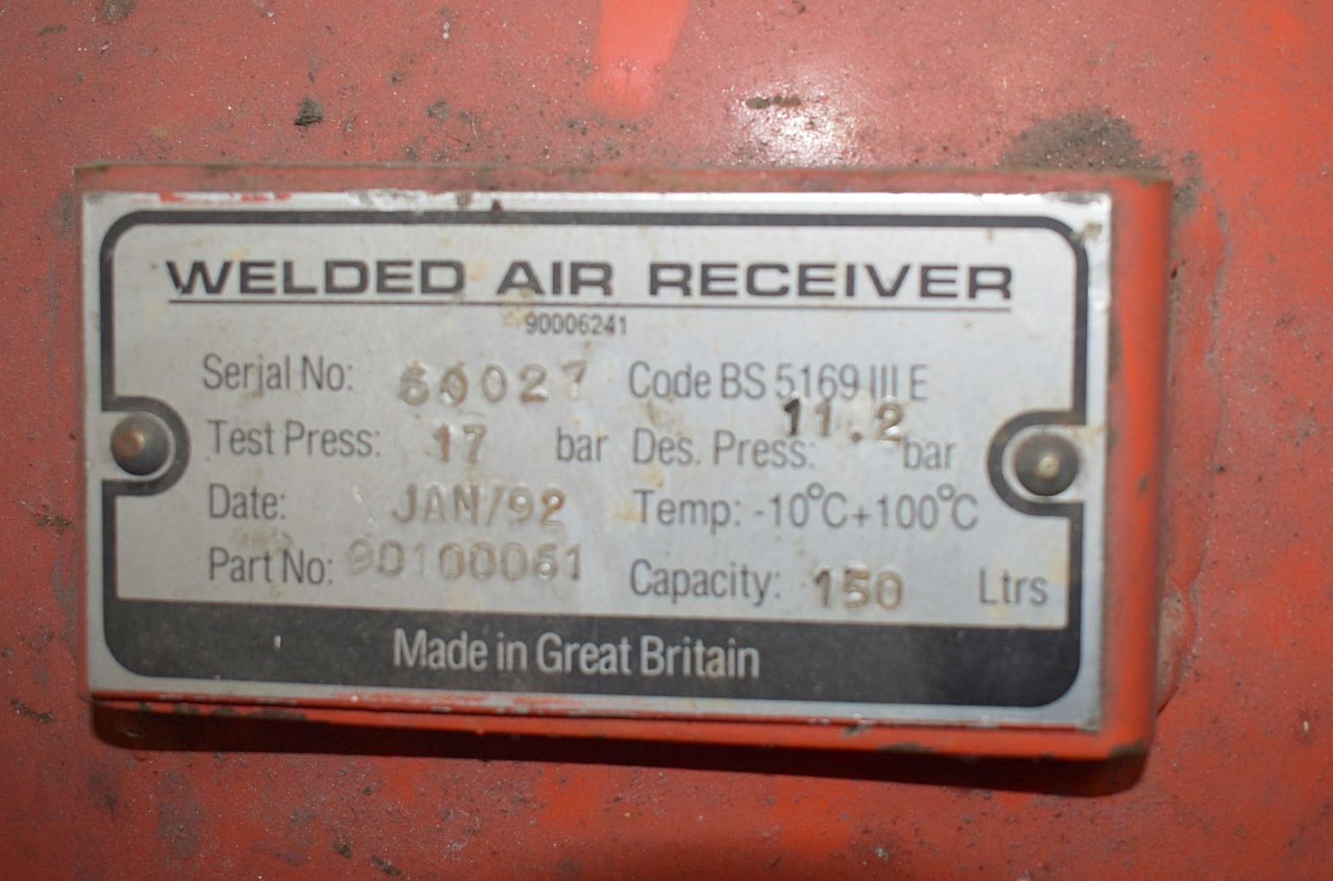 1 x RAND Welded Air Receiver - 150 Litre Capacity - Ref: DS7569 ALT - CL011 - Location: - Image 6 of 8
