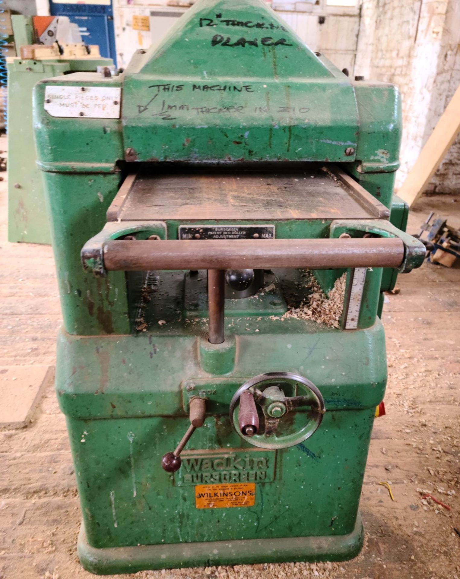 1 x Wadkin 12" Planer - Ref: CNT230 - CL846 - Location: Oxford OX2This lot is from a recently closed - Image 2 of 13