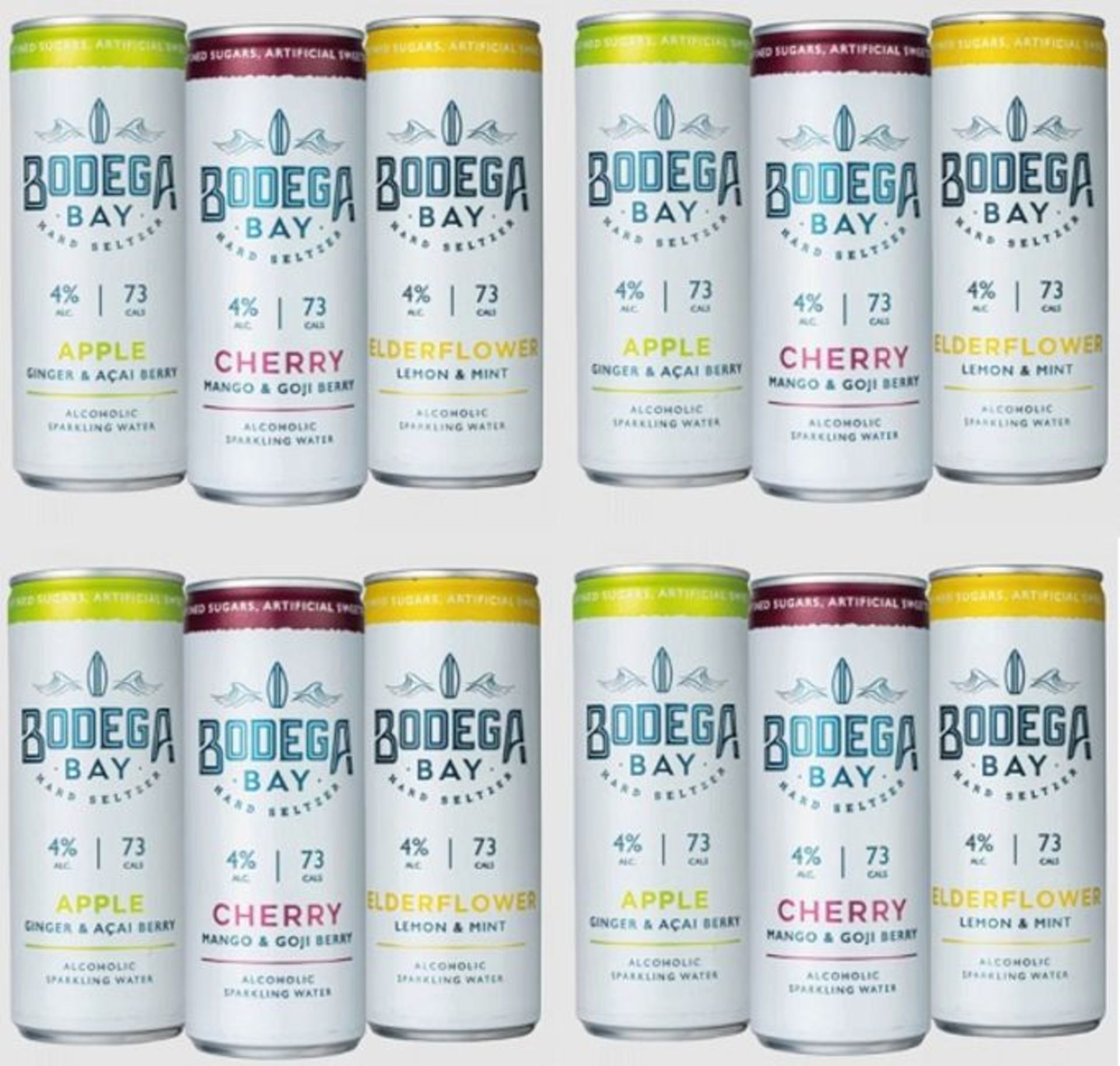 1,080 x Cans of Bodega Bay Hard Seltzer 250ml Alcoholic Sparkling Water Drinks - RESALE JOB LOT -