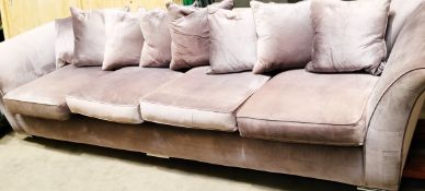 1 x Bespoke 4 Seater Chesterfield And Chais Lounge In Mauve Velvet With Down Feather Cushions