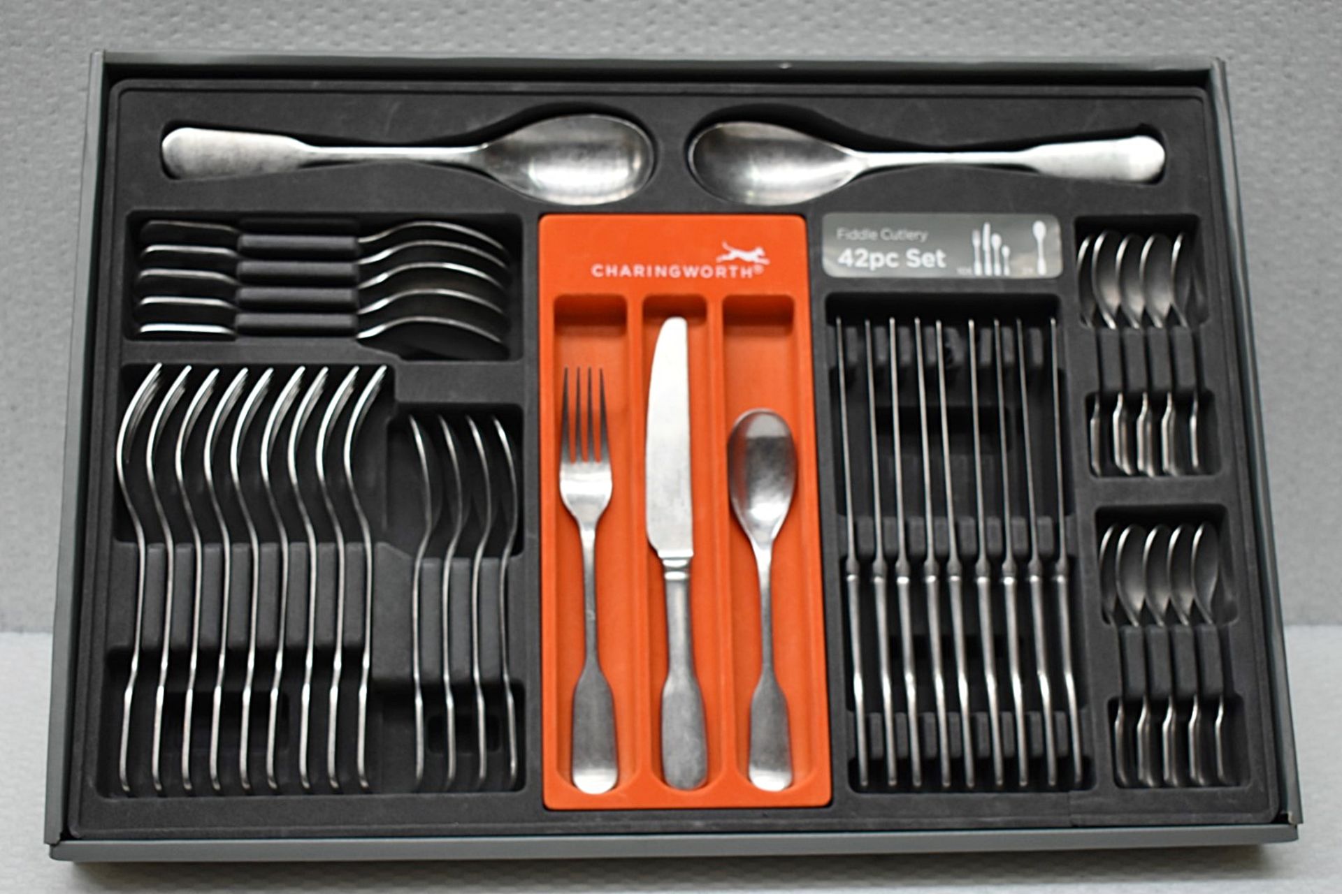 1 x CHARINGWORTH 'Fiddle' Luxury Vintage-style 42-Piece Cutlery Set - Original Price £370.00 - Boxed - Image 5 of 11