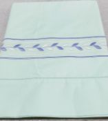 Set of 2 x PRATESI 'Impero' Blue & White Embroidered & Hem Stitched Teal Pillow Shams