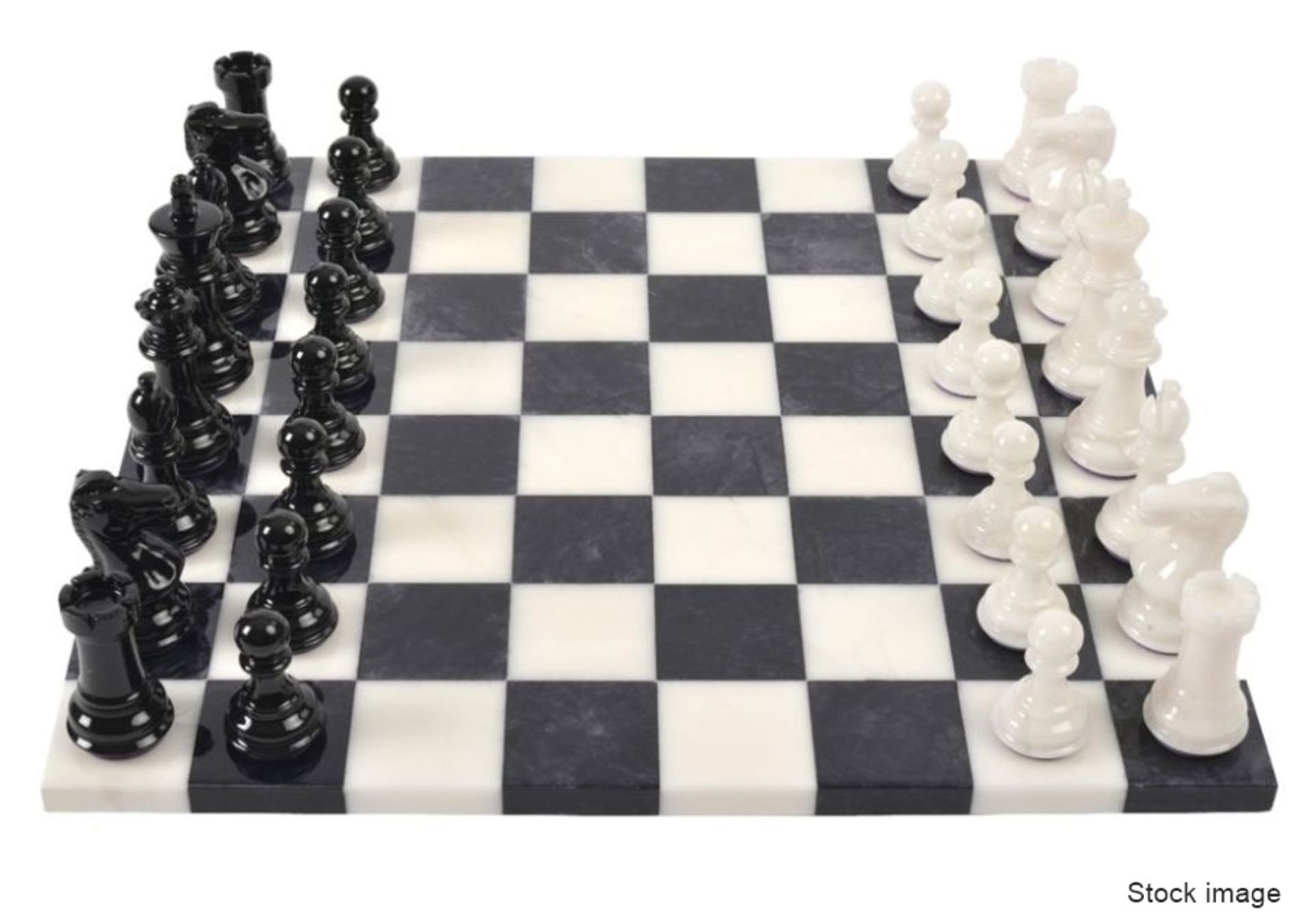 1 x PURLING Luxury Italian Chess Set In Black And White Alabaster Stone - Original Price £950.00 * - Image 3 of 15