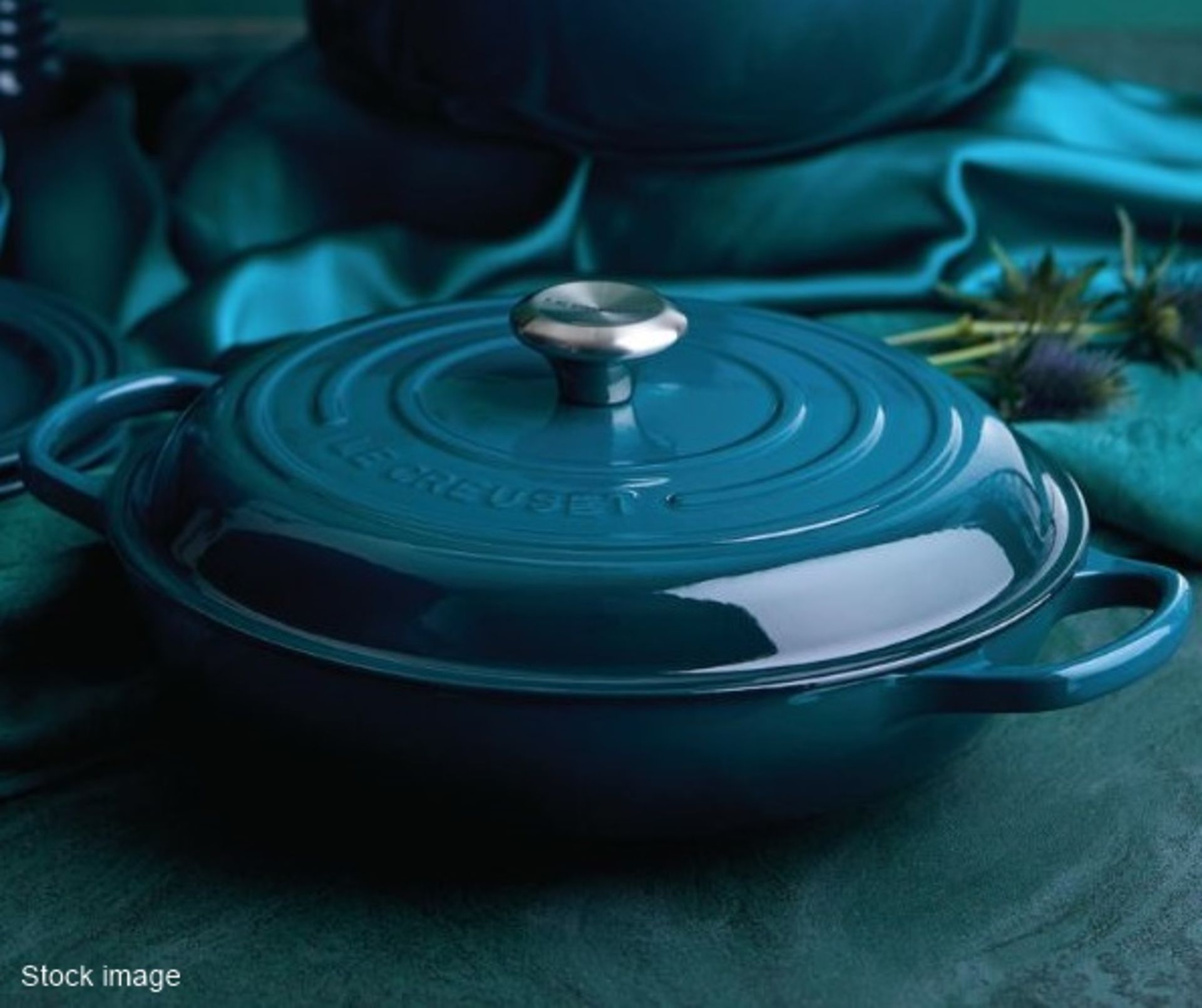 1 x LE CREUSET 'Signature' Enamelled Cast Iron Shallow Casserole Dish In Teal - RRP £270.00