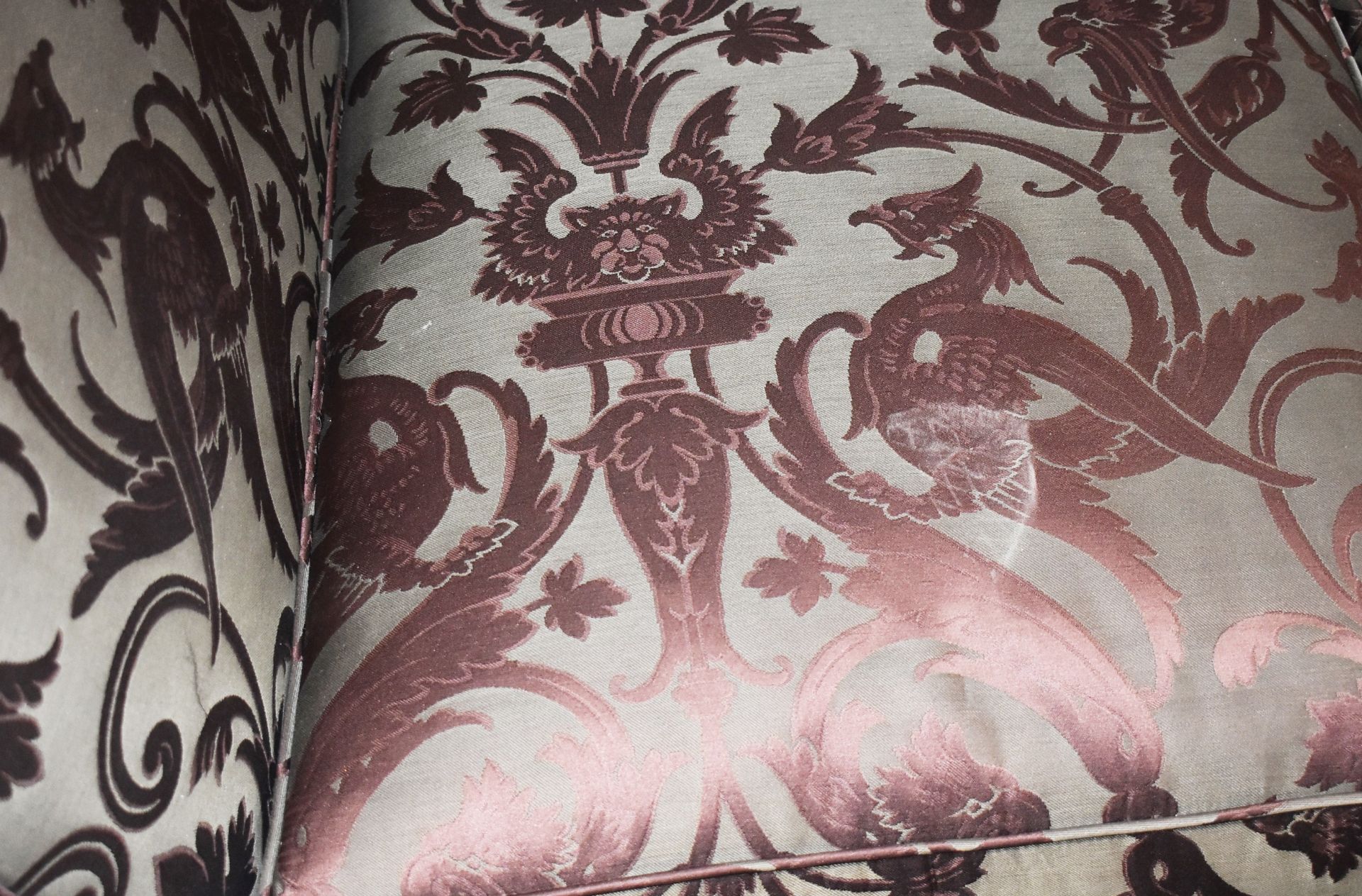 1 x DONGHIA John Hutton Designed 3 Seater Sofa, Rose & Cream Mythical & Frond Print With Wood Legs - Image 7 of 9