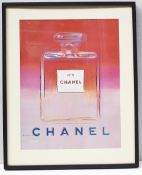 1 x 'Chanel No.5' Iconic Coco Chanel Bottle Captured By Andy Warhol In Deep Red & Pink Print