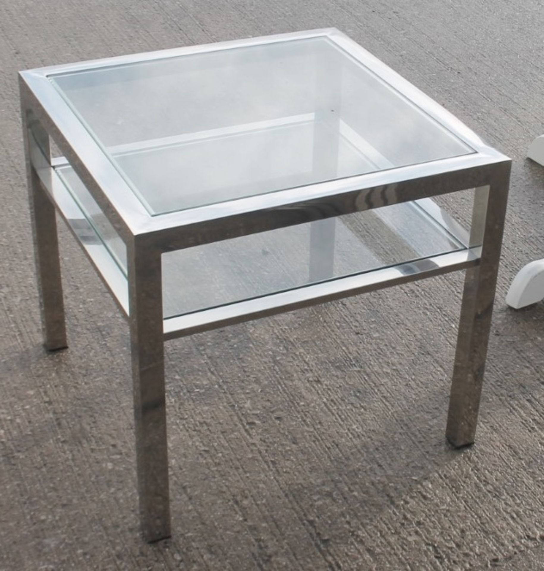 1 x Glass And Chrome Square Side Table - Original Price £200.00