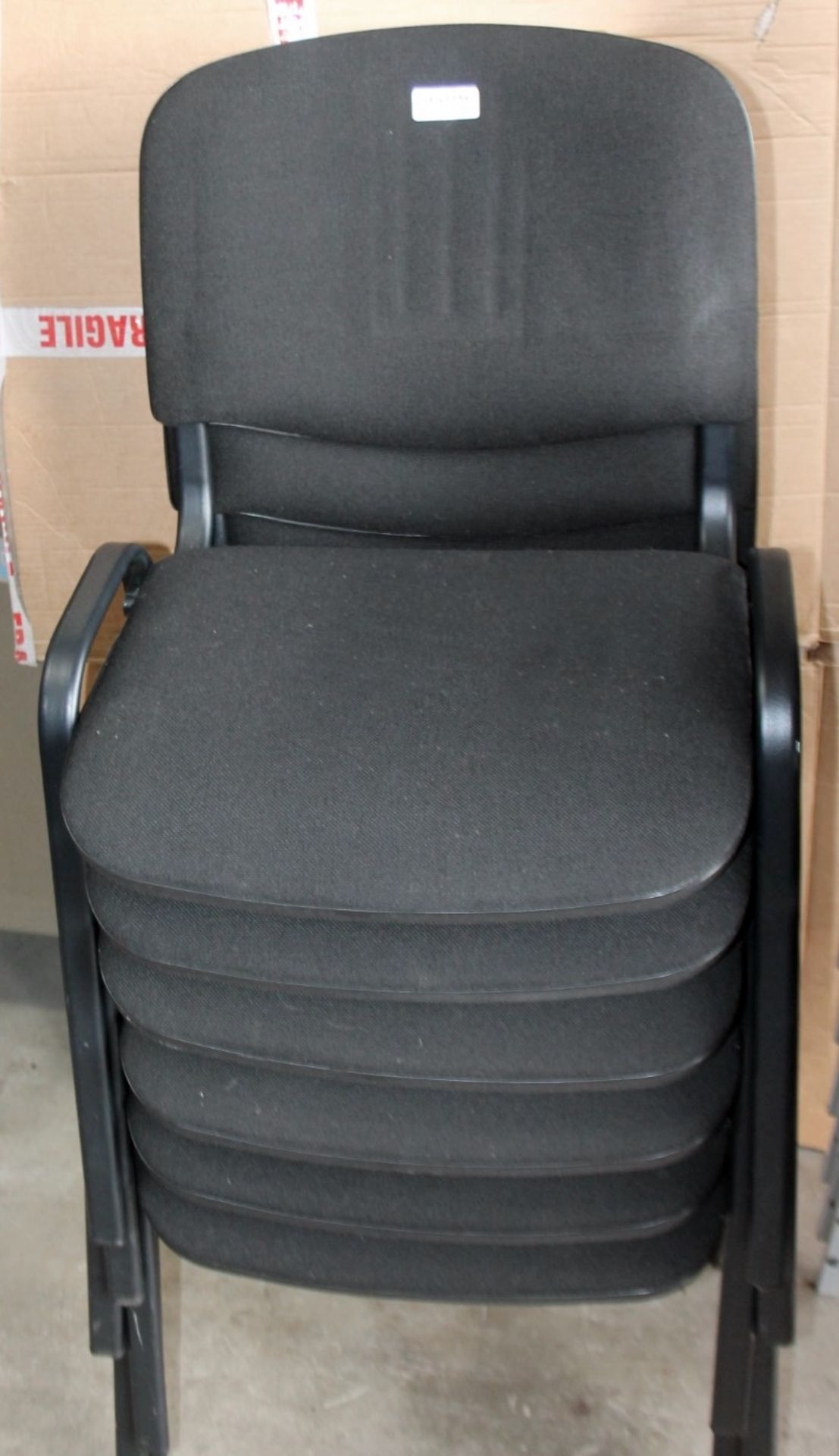 6 x Standard Office Chairs With Cushioned Backs & Seats In Black - Models Vary - Recently - Image 5 of 5