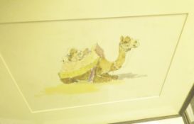 1 x ‘Camel Resting (India)’ Watercolour By Iola Spafford Mounted And Framed In A Dark Wood Frame