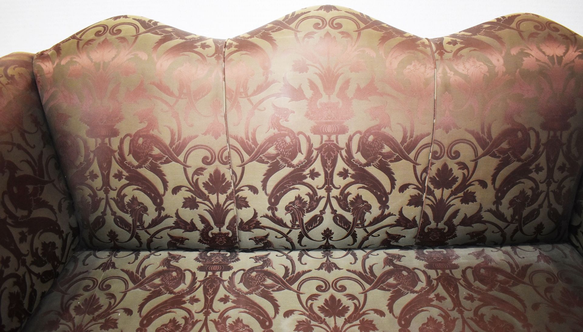 1 x DONGHIA John Hutton Designed 3 Seater Sofa, Rose & Cream Mythical & Frond Print With Wood Legs - Image 3 of 9