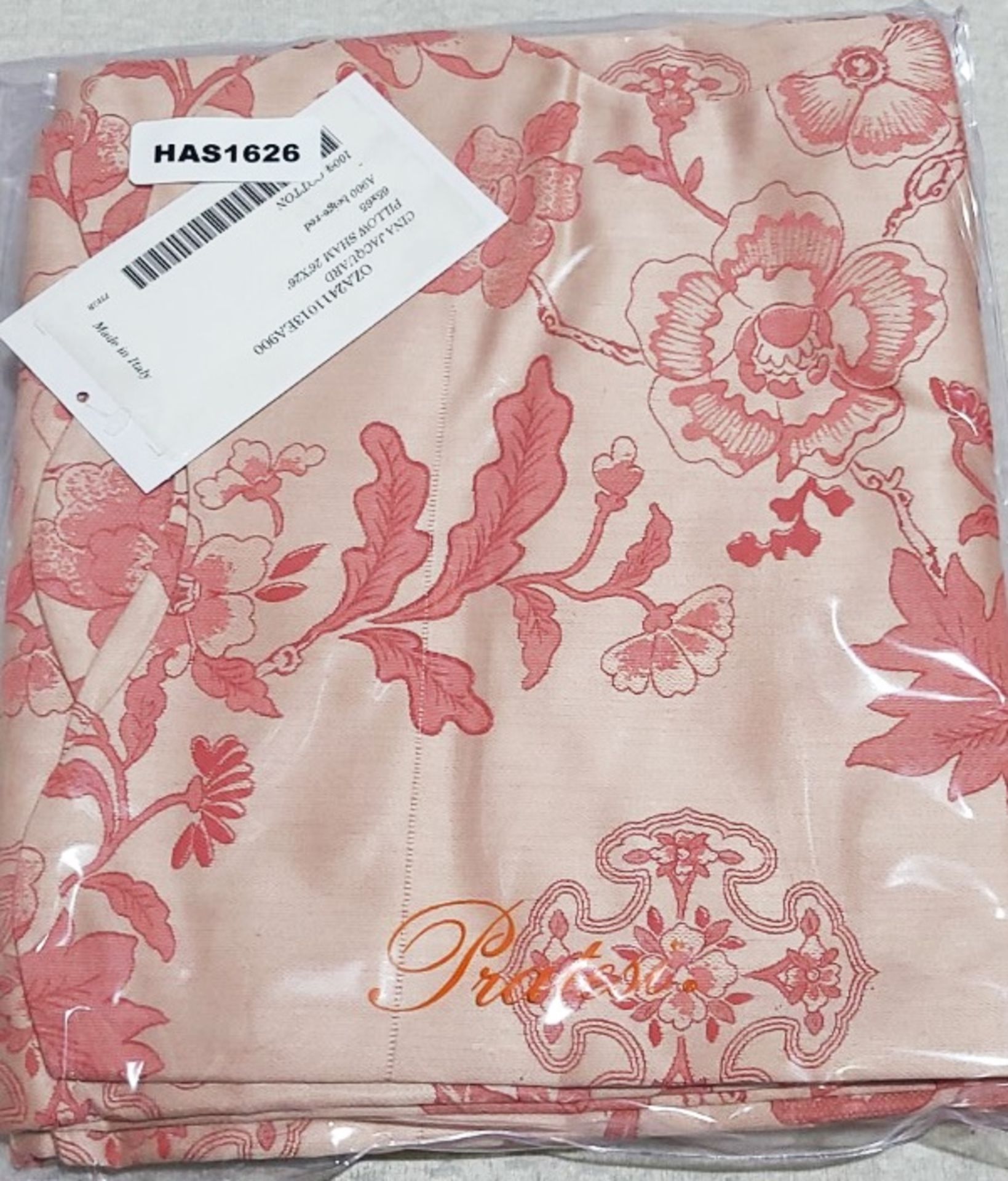 Set Of 2 x PRATESI 'Cina' Jacquard Pink Floral Print Pillow Shams (50x75cm) - Image 2 of 5