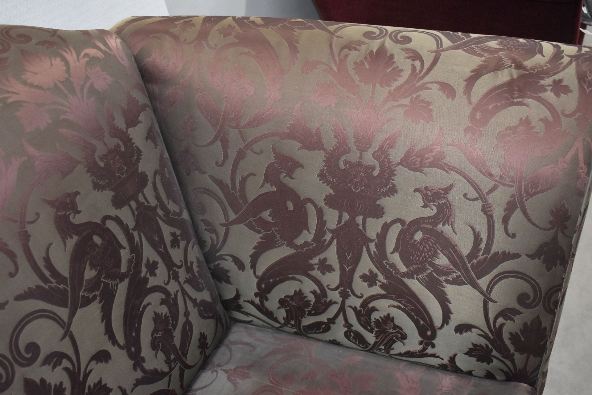 1 x DONGHIA John Hutton Designed 3 Seater Sofa, Rose & Cream Mythical & Frond Print With Wood Legs - Image 4 of 9