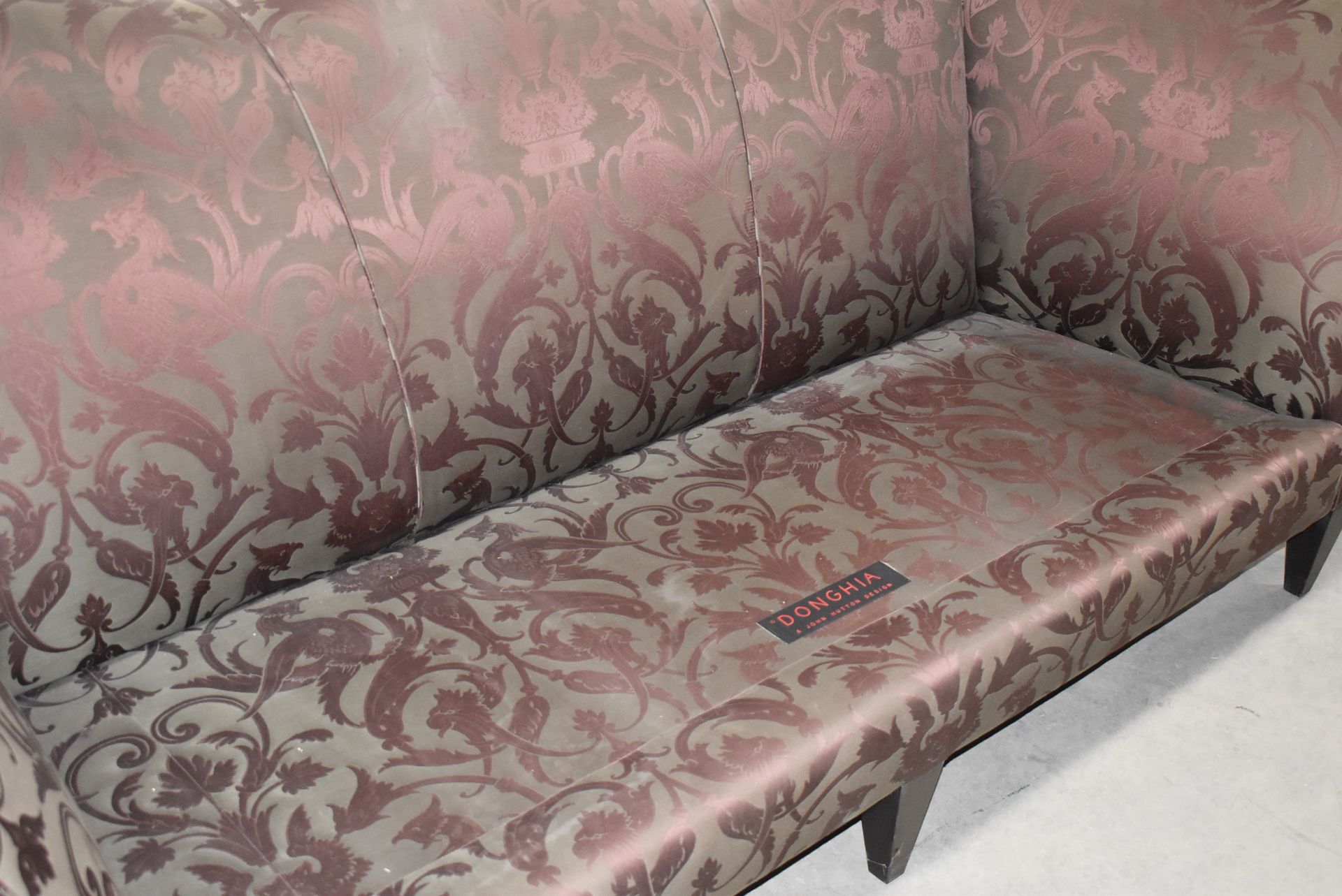 1 x DONGHIA John Hutton Designed 3 Seater Sofa, Rose & Cream Mythical & Frond Print With Wood Legs - Image 5 of 9