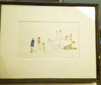 1 x ‘Mount Abu Market’ Watercolour By Iola Spafford Mounted And Framed In A Dark Wood Frame