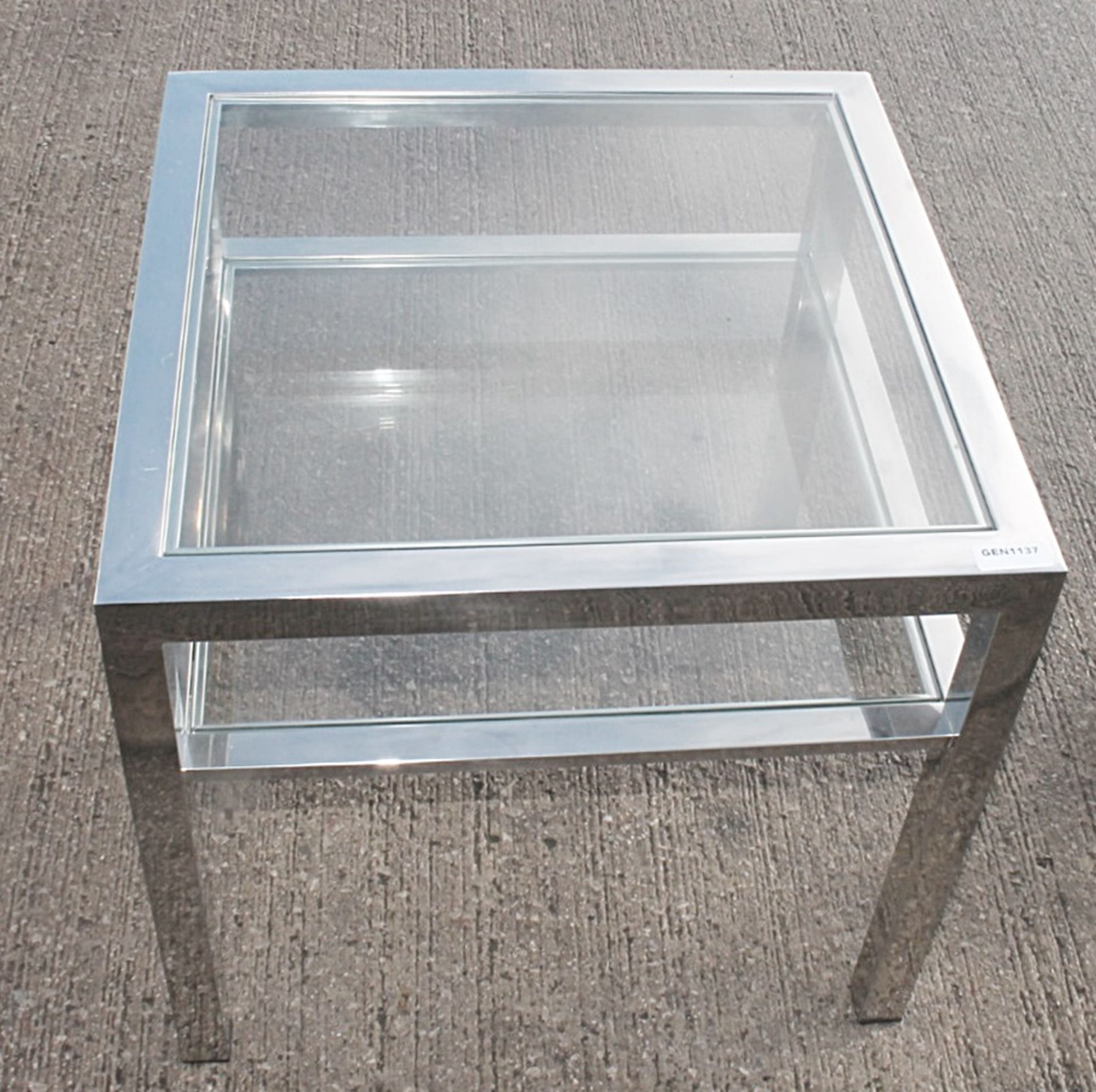 1 x Glass And Chrome Square Side Table - Original Price £200.00 - Image 2 of 3
