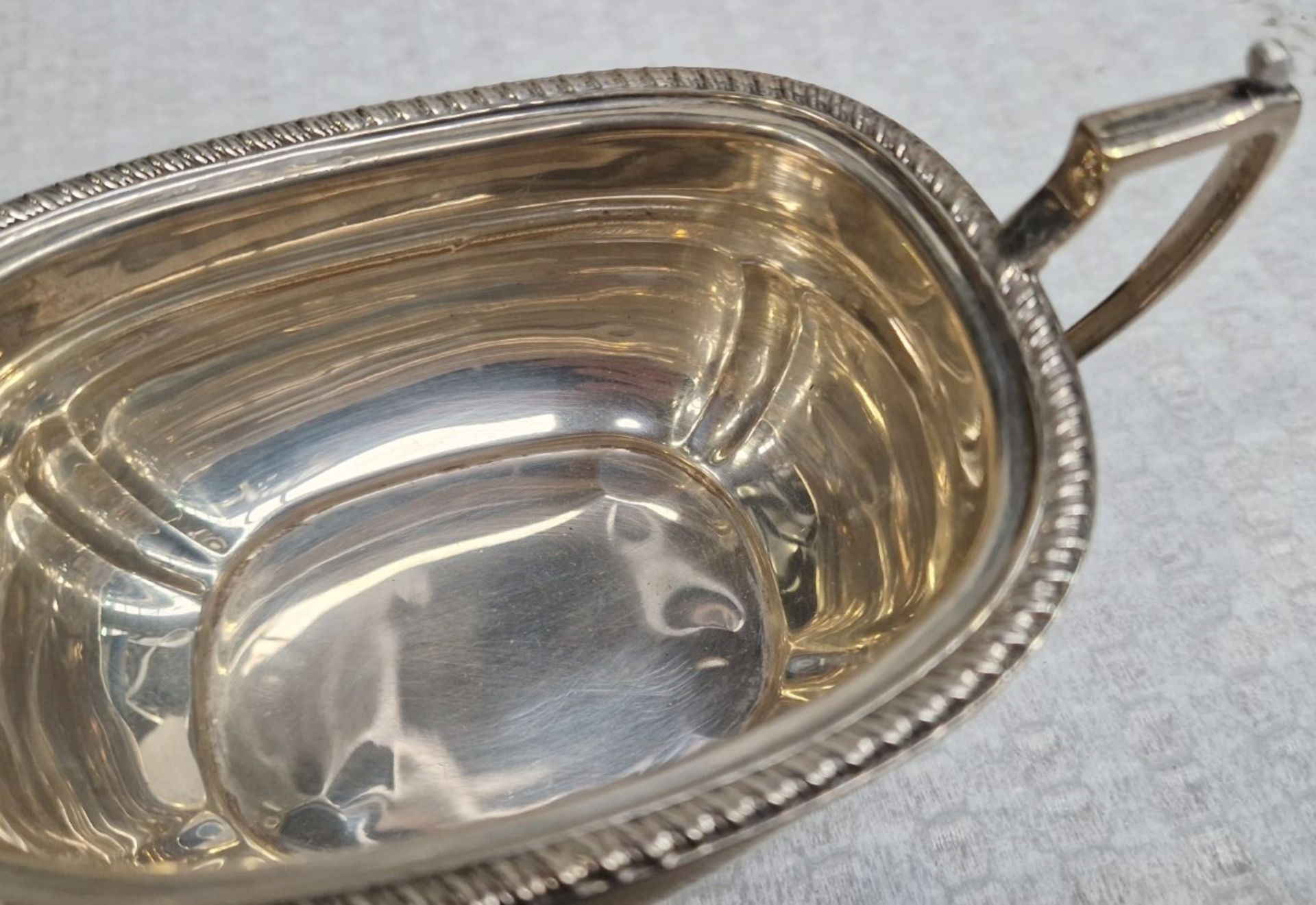 1 x 19th Century Silver Oval Bowl With Gadrooned Lip And Ball Feet - Image 2 of 4