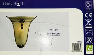 1 x SEARCHLIGHT Single Wall Light Rustic Bronze With A Scavo Glass Diffuser Shade 28cm