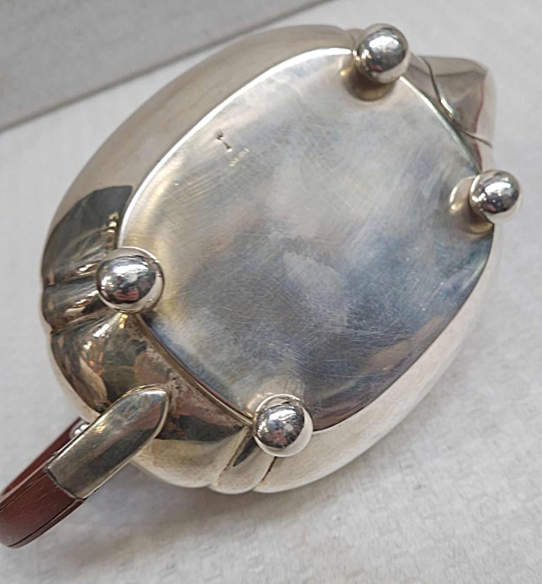1 x ELKINGTON & CO Sterling Silver Teapot In 'George I' Style Hinged Top & Pear Wood Handle - Image 3 of 7