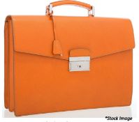 1 x PRADA Orange Cinghiale Leather Double Gussett Cartella Briefcase - Original RRP £2,900