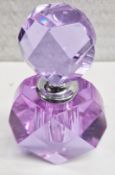 1 x Beautiful Purple Crystal Glass Perfume Bottle With Dauber And Threaded Stopper