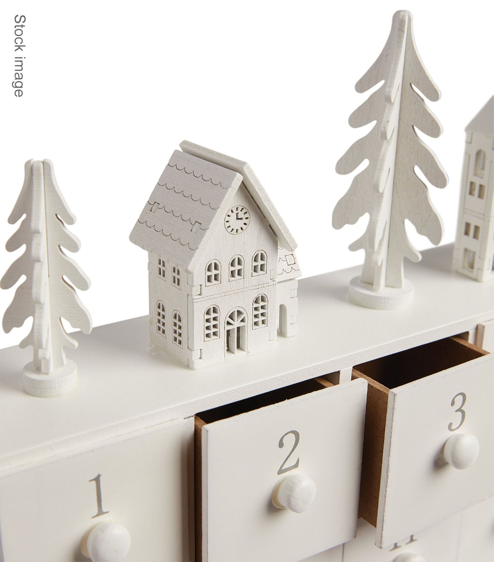 1 x HARRODS OF LONDON Wooden White Street Advent Calendar With Drawers - Ref: 6825630/HAS2164/WH2- - Image 2 of 5