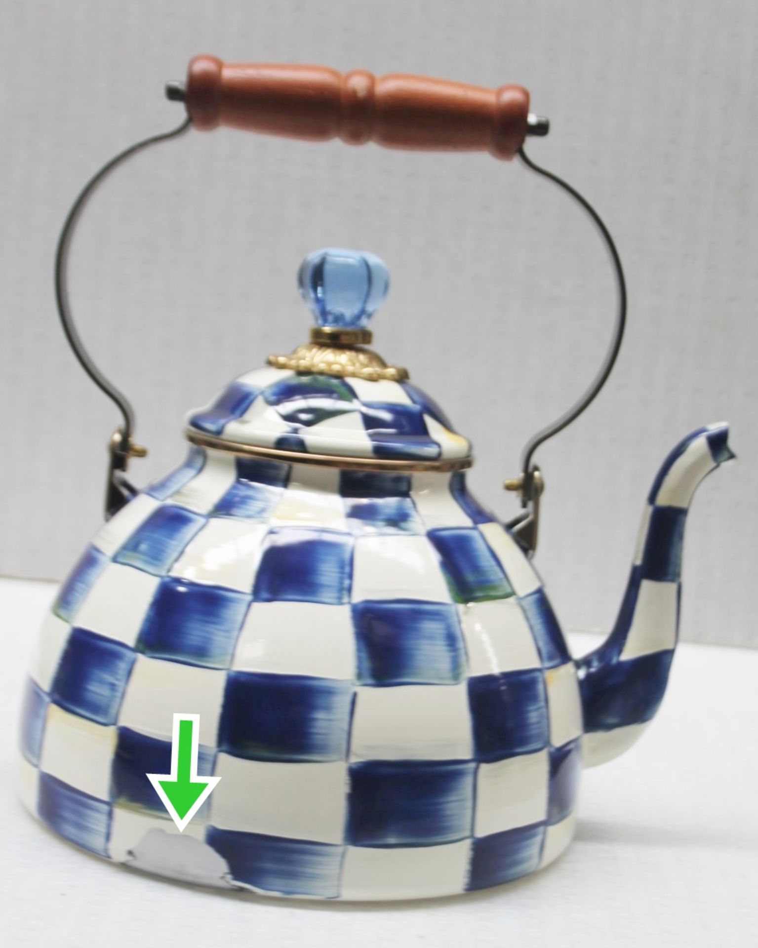 1 x MACKENZIE-CHILDS 'Royal Check' Hand-painted Tea Kettle - Original Price £180.00 - Image 3 of 8