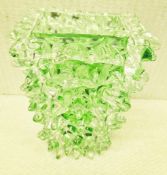 1 x ROSTATO Roberto Beltrami Bespoke Italian Murano Rectangular Spiked Green Vase