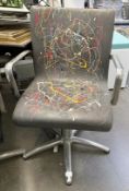 1 x REM Leather Stylist Chair Featuring Especially Commissioned Abstract Paintwork By A Renowned