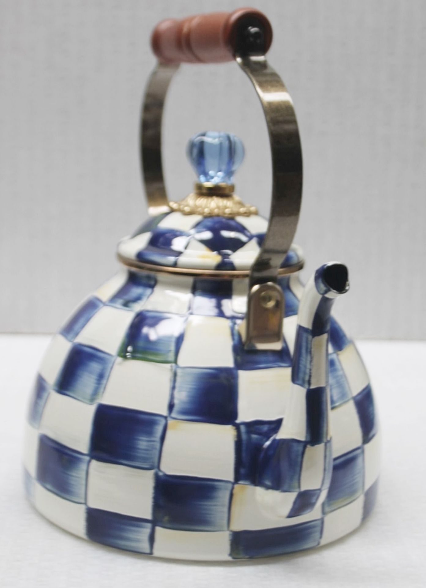 1 x MACKENZIE-CHILDS 'Royal Check' Hand-painted Tea Kettle - Original Price £180.00 - Image 7 of 8