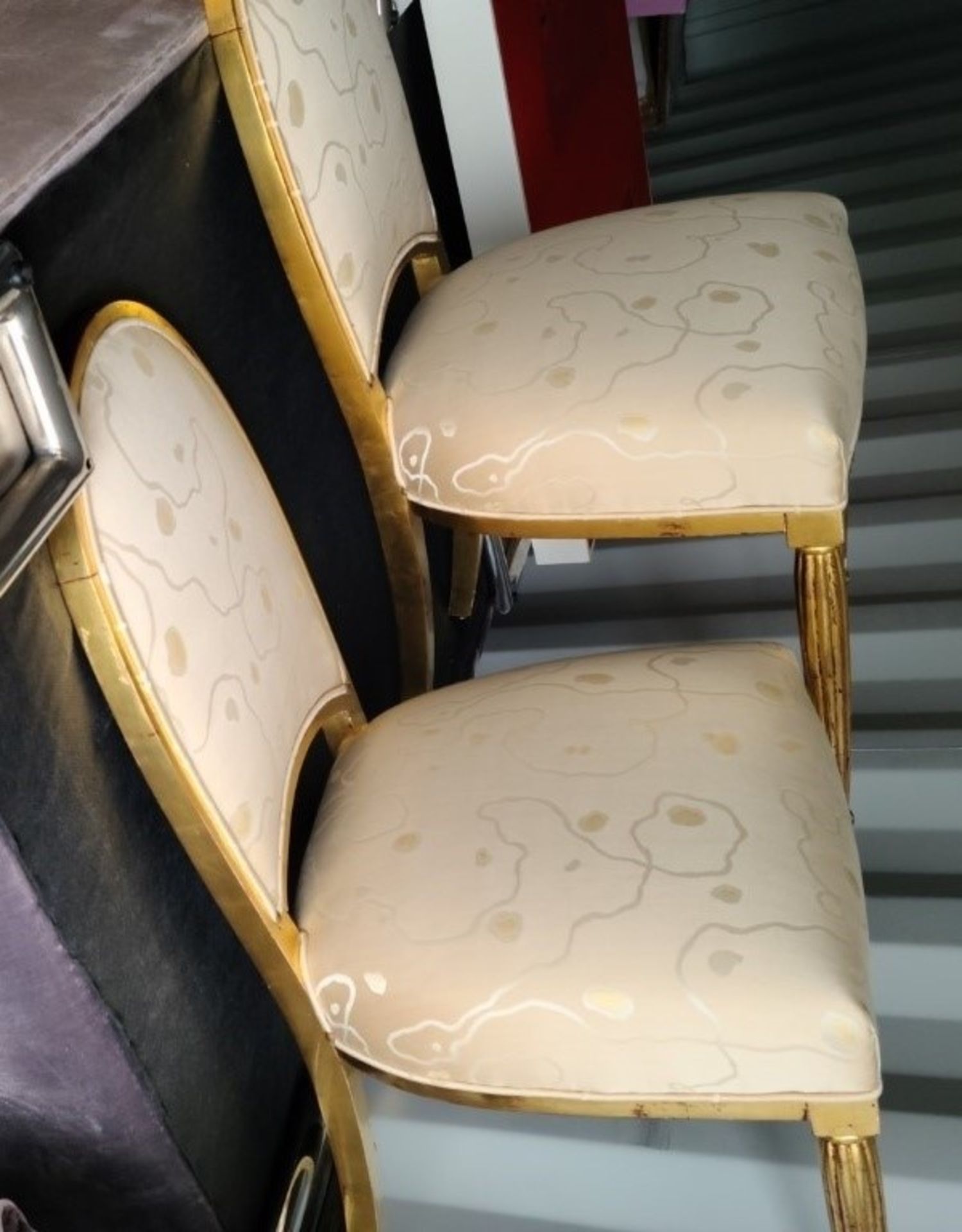 Set Of 2 x Gold Embellished 'Casa Padrino' Luxury Dining Chairs In Cream Art Deco Style - Image 2 of 3