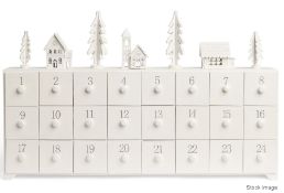 1 x HARRODS OF LONDON Wooden White Street Advent Calendar With Drawers - Ref: 6825630/HAS2164/WH2-