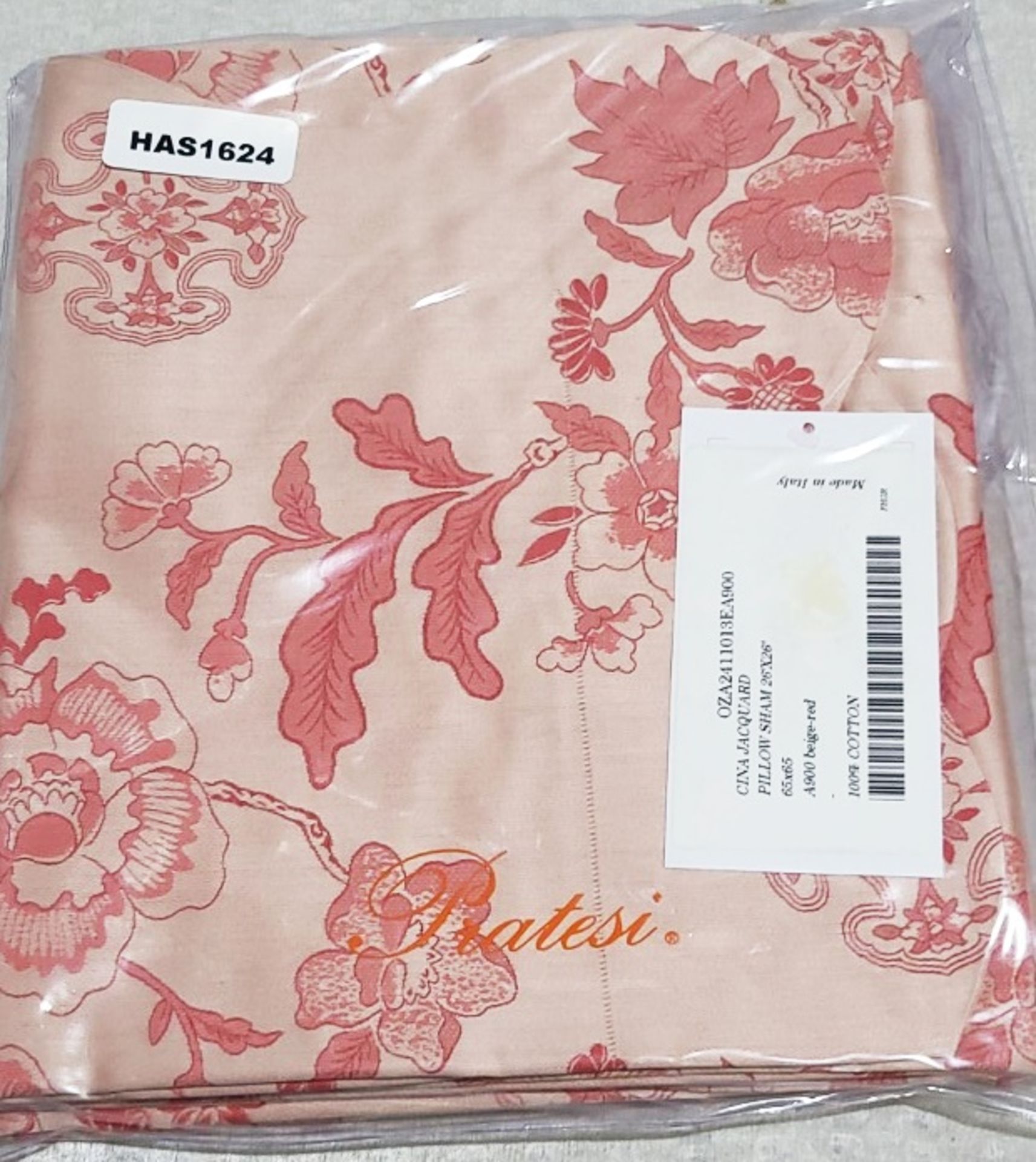 Set Of 2 x PRATESI 'Cina' Jacquard Pink Floral Print Pillow Shams (50x75cm) - Image 3 of 4