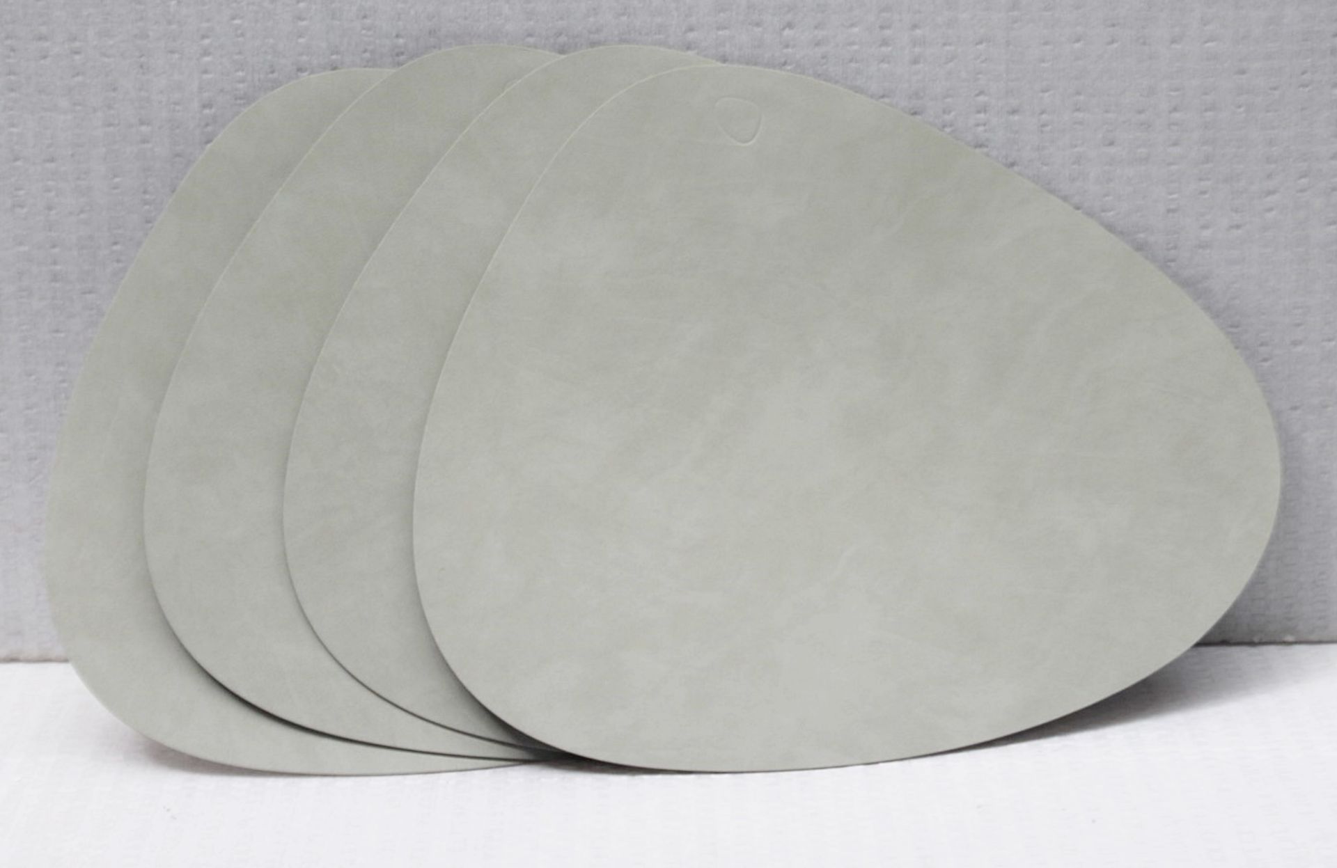 Set of 4 x LIND DNA 'Nupo' Leather Curved Table Mats, In Olive Green - Original Price £72.95 - Ref: - Image 2 of 5