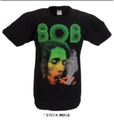 1 x BOB MARLEY Official Merchandise Smoking Logo Short Sleeve Men's T-Shirt - Size: Medium -