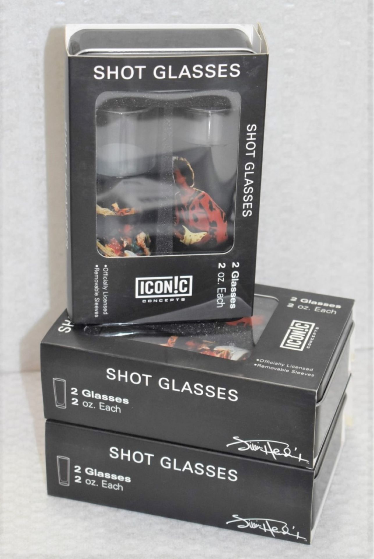 3 x Jimi Hendrix 2oz Shot Glass Silhouette Sets in Metal Collectors Case - Officially Licensed