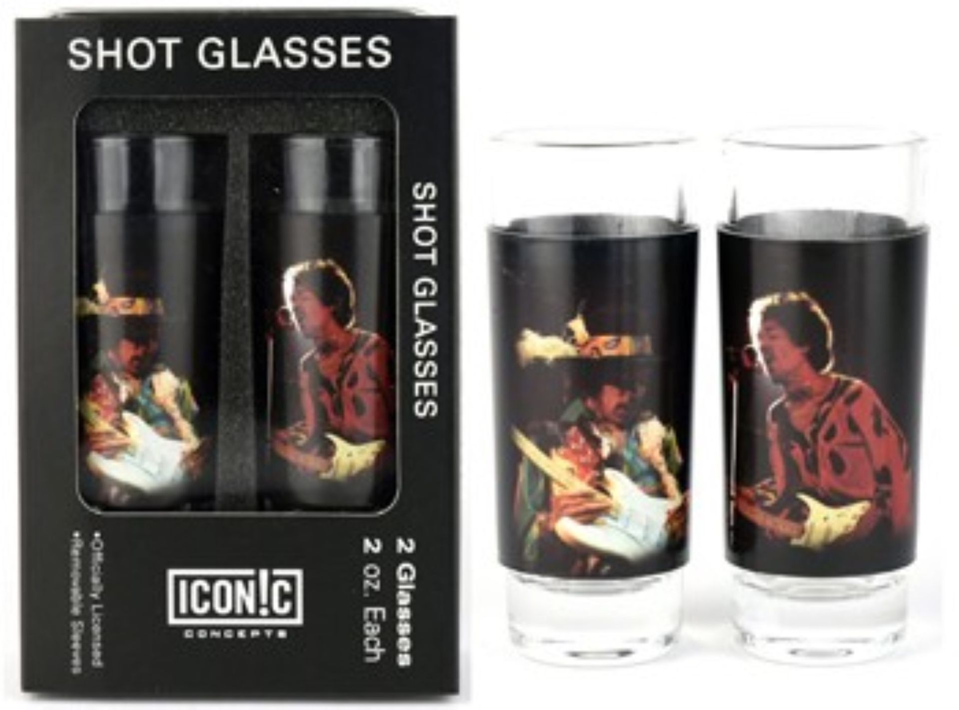 3 x Jimi Hendrix 2oz Shot Glass Silhouette Sets in Metal Collectors Case - Officially Licensed - Image 2 of 7