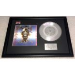 1 x Iron Maiden 'The Evil That Men Do' Silver 7 Inch Vinyl - Mounted and Presented in Black