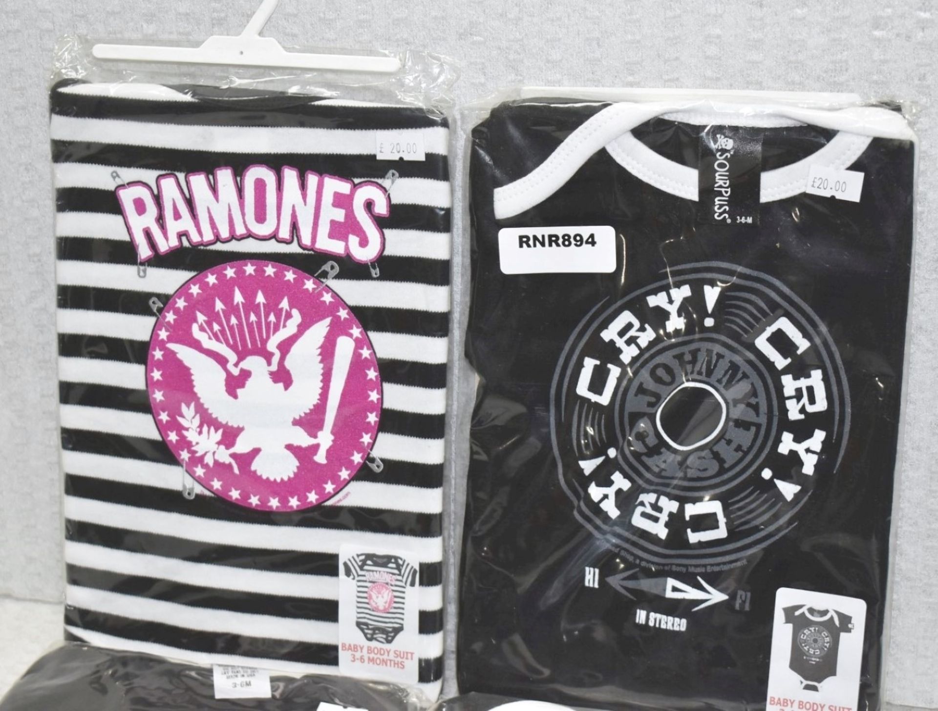 4 x Assorted Baby Body Suits - Features Johnny Cash and the Ramones - Size: 3 to 6 Months - - Image 2 of 8