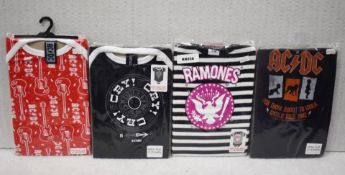 4 x Rock n Roll Themed Baby Suits - For Ages 12-18 Months - Features Ramones, Johnny Cash and