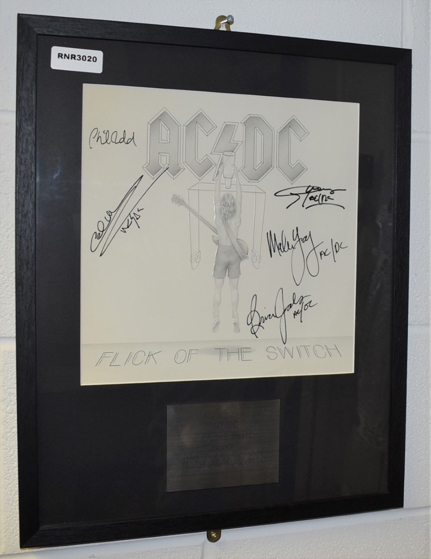 1 x Authentic AC/DC Autographs With COA - Flick of The Switch Album Cover Signed By Dave Evans,