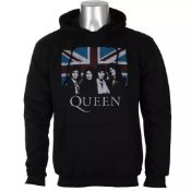1 x Queen Vintage Union Jack Mens Pullover Hoodie in Black - Size: XXL - Officially Licensed